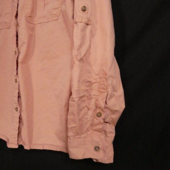 JOE FRESH medium Pink Button-Up Shirt With Shoulder & Sleeve Roll Tabs & Pockets - Picture 9 of 15